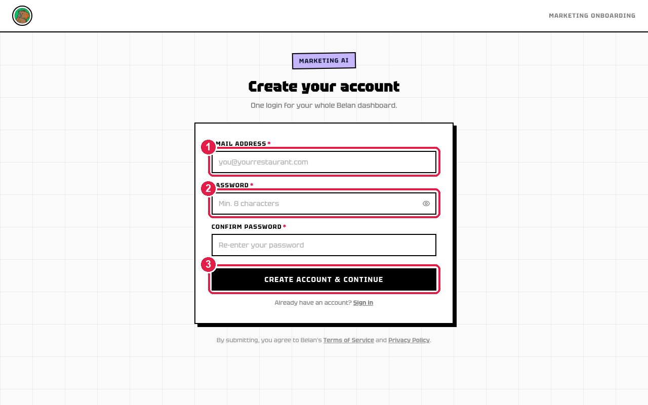 Account creation step