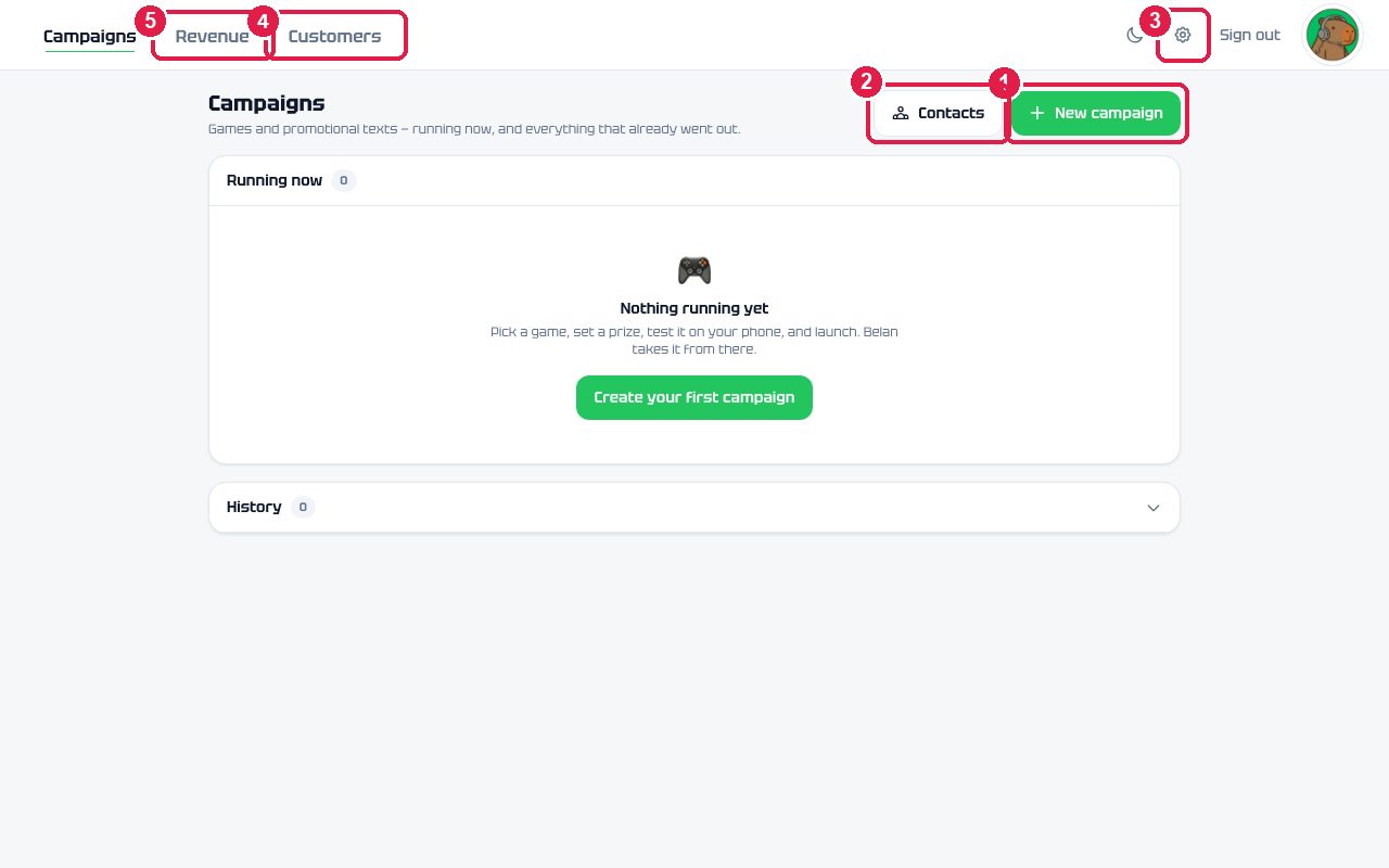 Campaigns page