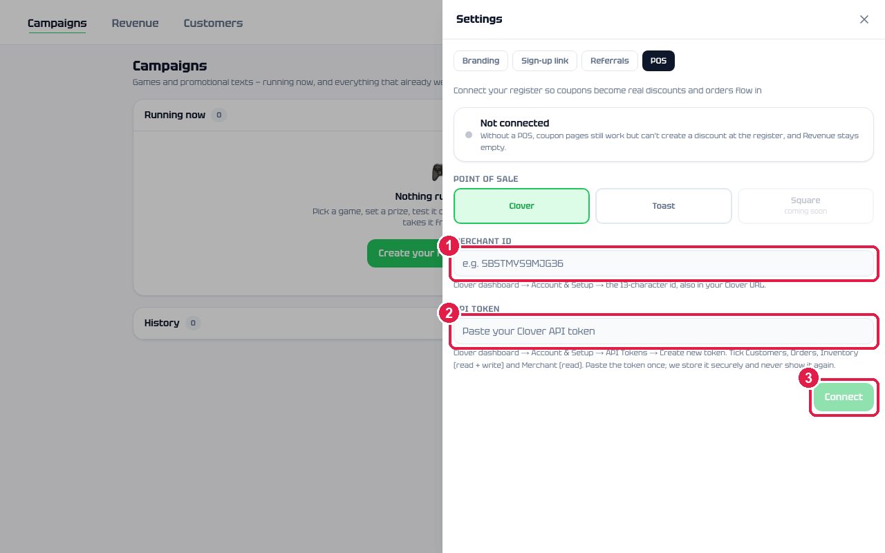 Settings, POS tab