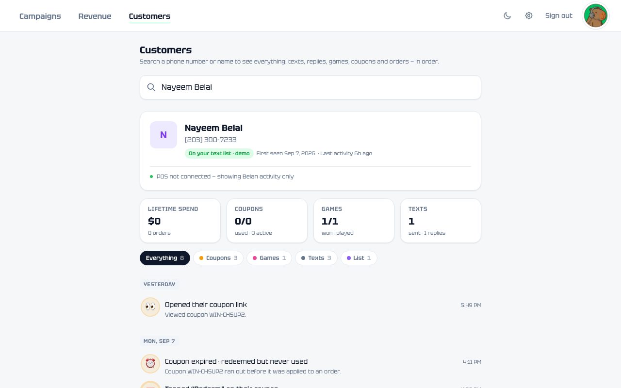 Customer timeline
